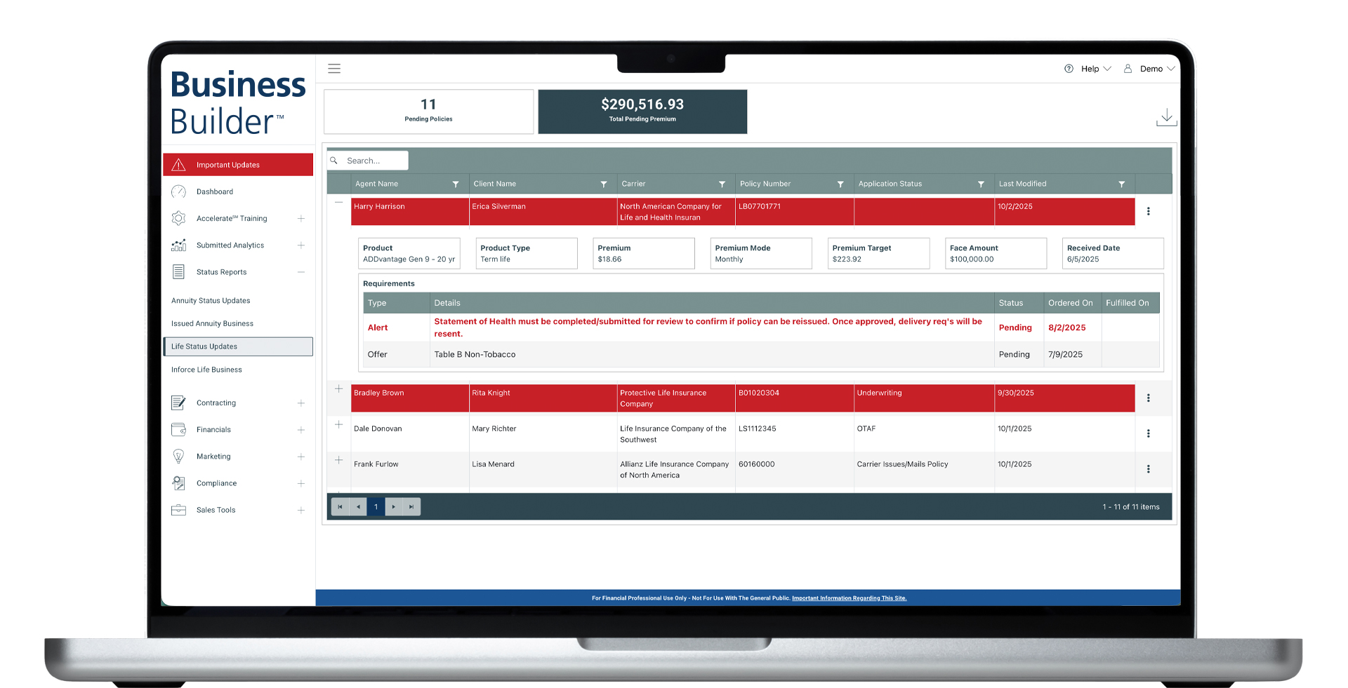 Principal - Life Status Updates
